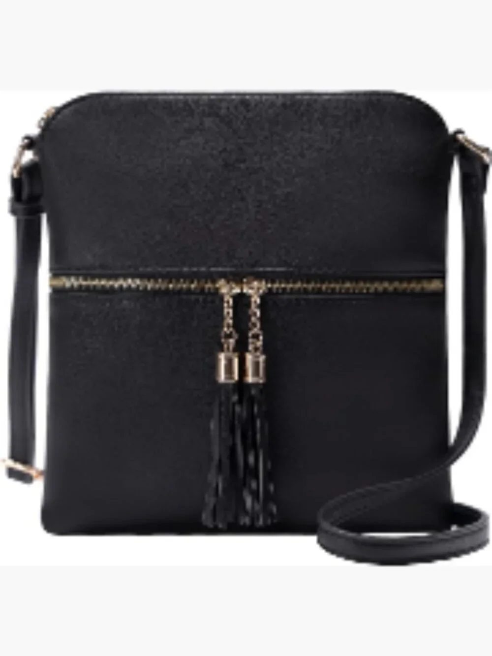 Lightweight Medium Crossbody Purse with Tassel, Faux Leather, Adjustable Strap